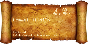 Lommel Milán névjegykártya